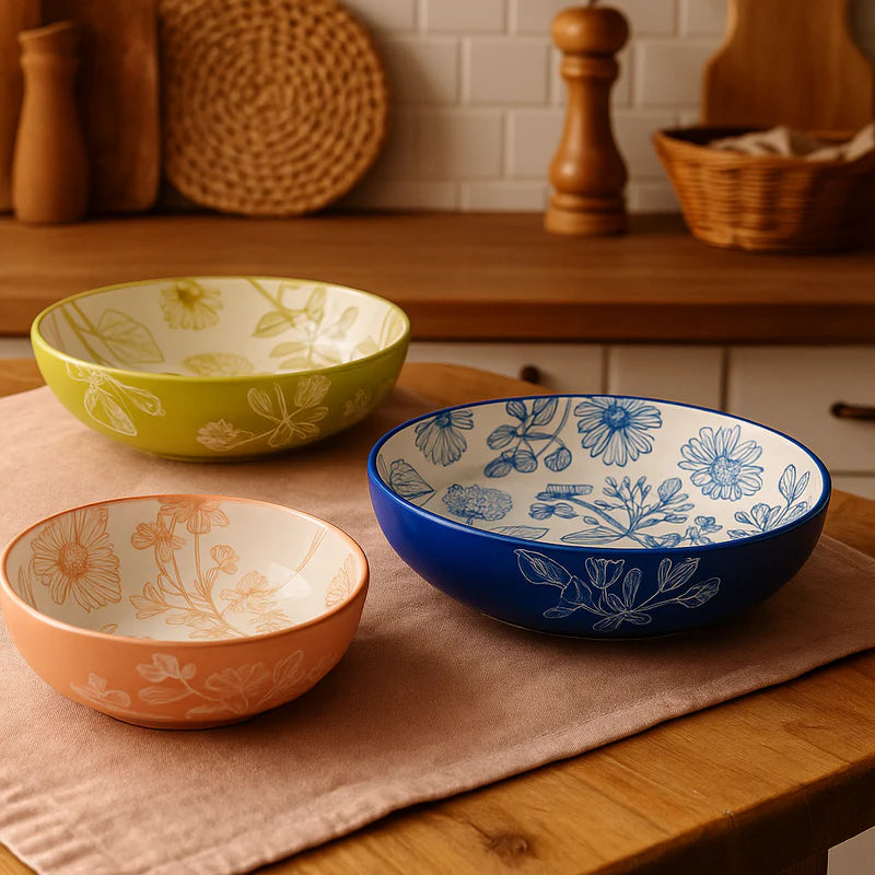 Floral Print Ceramic Serving Bowl (8.5 Inch)